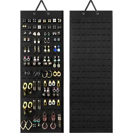 Lolalet Hängender Ohrring Organizer Damen Mädchen Schmuckaufbewahrung Wand Schwarz