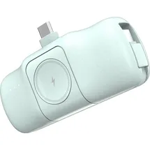 wozinsky Mini-Powerbank mit integriertem USB-C-Kabel und Apple Watch Ladegerät 5000 mAh 15 W Grün