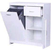 Relaxdays Wäscheschrank, mit 48 l, Wäschesack Weiß,Grau