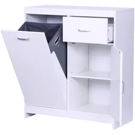 Relaxdays Wäscheschrank, mit 48 l, Wäschesack Weiß,Grau