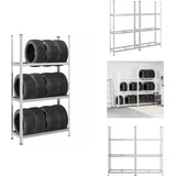 Vidaxl - Reifenregale mit 3 Böden 2 Stk. Silbern 110x40x200 cm Stahl - Reifenregal - Reifenregale - Reifenständer - Garagenregal