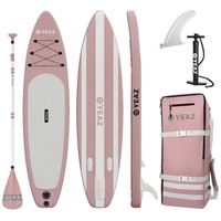 YEAZ Inflatable SUP-Board LIDO - EXOTRACE - SET sup board und kit, Inflatable SUP Board, (Set), inkl. Zubehör wie Paddel, Handpumpe und Rucksack rosa