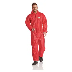 ProSafe® Einweg-Overall Light, Kapuze, rot, PSA Kategorie 3 SMSR-XL , 1 Karton = 50 Stück, Größe XL