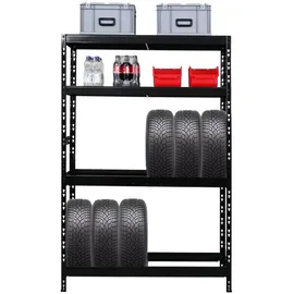 Proregal Reifenregal Stahl 180 x 120 x 40 cm schwarz für 12 Reifen mit 2 Fachböden