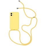 Sitthyw Handykette Hülle iPhone 12 Pro Silikon mit Band(Abnehmbar) Handy Kette Cover Stoßfest Abdeckung mit Kordel zum Umhängen Lanyard Case Schutzhülle mit Schnur für iPhone 12 Pro, Gelb