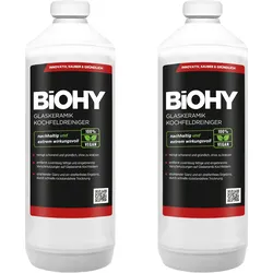 BiOHY Glaskeramik Kochfeldreiniger (2x1l Flasche) | Optimal zur Reinigung und Pflege von Kochfeld und Induktion | Geeignet für ALLE GERÄTE