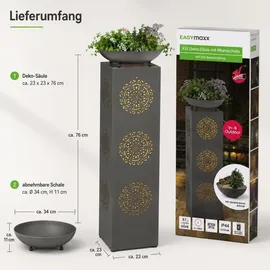 EasyMaxx LED-Dekosäule Metall 87 cm inkl. Pflanzschale Grau