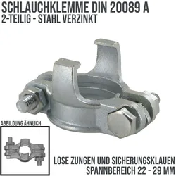 22 - 29 mm Schlauchklemme Klauen Kupplung lose Zugen Sicherungsklaue DIN 200039 ...