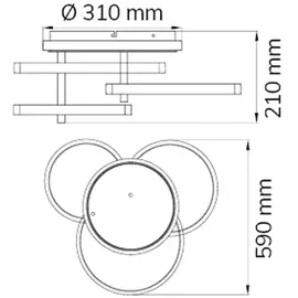 H4L Deckenleuchte LED Deckenlampe modern 4 flammig - Weiß