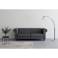 Dorel Home 3-Sitzer Felix, Schlafsofa 236 cm, (Liegefläche 108x190cm), Rückenlehne, 3-fach verstellbar, Velours, Kunstleder, Luxus-Microfaser Vintage grau