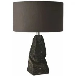 Casa Padrino Luxus Naturstein Tischleuchte Schwarz / Silber H. 56 cm - Schreibtischleuchte