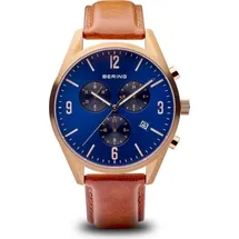 BERING - Armbanduhr - Herren - Classic - roségold glänzend - 10542-467 - Braun/Blau