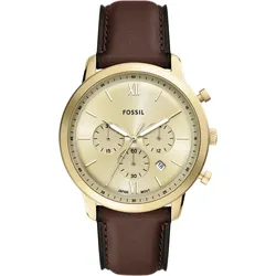 Chronograph FOSSIL "NEUTRA", braun, gelbgoldfarben, Armbanduhren, Herren, Quarzuhr, Armbanduhr, Herrenuhr, Lederarmband, analog, Datum