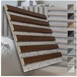 marbet design Wandpaneel, (Akustikpaneele Akustikquadrate 30x30cm Wandverkleidung Holz - (1 Paneel, grau - Eiche dunkel) vertikal Akustikfilz Lamellenwand Platten)