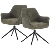 dubi möbel Polsterstuhl THOMAS-MIRA, 360° drehbar mit Rückholfunktion 2er-Set grün