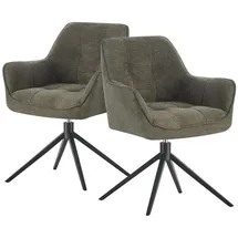 dubi möbel Polsterstuhl THOMAS-MIRA, 360° drehbar mit Rückholfunktion 2er-Set grün