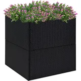 WIFESE Blumentopf 80x80x80 cm Pflanzkübel Schwarz Poly Rattan Blumentopf Gross Hochbeet Metall PflanzküBel Groß AußEn Blumentopf Schwarz Plant Box Blumentopf Hoch Flower Pot Blumentopf Rechteckig