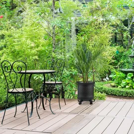 Relaxdays Pflanzenroller ausziehbar 2er Set bis 43 cm Ø schwarz