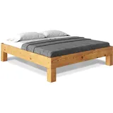 moebel-eins CURBY 4-Fuß-Bett ohne Kopfteil, Material Massivholz, rustikale Altholzoptik, Fichte, 200 x 220 cm, Natur, Standardhöhe