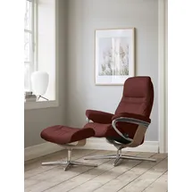 Stressless Relaxsessel STRESSLESS "Sunrise", rot (cherry paloma), B:83cm H:105cm T:74cm, Leder PALOMA: PALOMA ist ein durchgefärbtes Semianilin-Möbelleder mit natürlicher Narbung., Sessel, Relaxsessel, mit Cross Base, Größe S, M & L, Holzakzent Eiche
