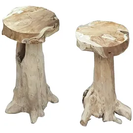 Gravidus 2er Set Barhocker Thekenhocker Hocker Bar Theke Holz Unikat Wurzelteak Teak