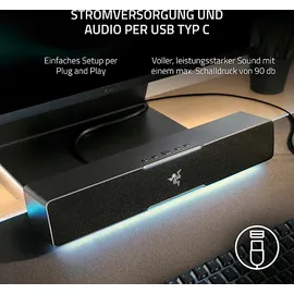 Razer Leviathan V2 X - PC-Gaming-Soundbar (mit Full-Range-Treibern, Kompaktes Format, Stromversorgung und Audio per USB Typ C, Bluetooth 5.0, Chroma RGB) Schwarz