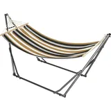 Hängematte Mit Gestell Klappbar Stabhängematte Baumwolle Stabiler Stahlrahmen Outdoor Grau Patio