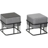 [en.casa] Hocker Tas 38 x 38 x 38 cm Hellgrau