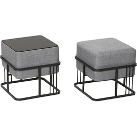 [en.casa] Hocker Tas 38 x 38 x 38 cm Hellgrau