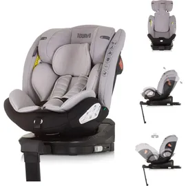 Chipolino Kindersitz Tourino i-Size (40-150cm) Isofix, höhenverstellbar, drehbar hellgrau - Grau/Schwarz