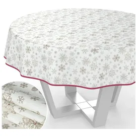 ANRO Tischdecke Weihnachten Rund 120 cm Weiß