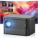 Mini Beamer,【Elektrischer Fokus】 A40 Tragbarer Projektor 4K, 500ANSI Full HD 1080P WiFi Bluetooth Projektor, Trapezkorrektur, Beamer Handy, Heimkino Projektor für Telefon/Laptop/TV Stick/USB/HDMI