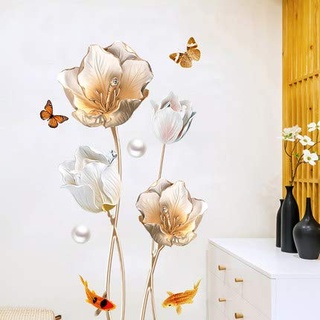 COVPAW® Wandtattoo Wandaufkleber XXL Tulpen Blumen Wandsticker Wandbild Bilder Wohnzimmer Schlafzimmer Deco (Orange)