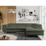 MKS Meble Ecksofa Sofa Grün, Wohnlandschaft L-Form mit Schlaffunktion und Bettkasten, Schlafsofa mit Bettkasten, Sofa mit Einstellbare Kopfstützen, Peter L... - Grün