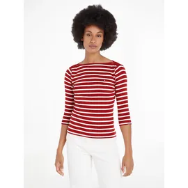 Tommy Hilfiger Damen Langarmshirt Slim U-Boot-Ausschnitt, Mehrfarbig (Breton STP/Dark Magma/Ecru), XS