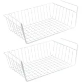 WELLGRO 2er Set Schrankkörbe zum Einhängen aus Metall - ca. 41 x 25 x 14 cm (LxBxH) - schaffen Sie zusätzlichen Platz - weiß