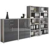 BMG Möbel Aktenschrank Tabor (Set 21, Büroschrank abschließbar mit Metallgriffen) Made in Germany grau