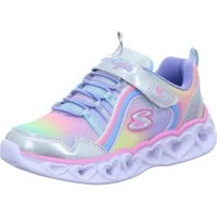 SKECHERS Heart Lights Rainbow Lux sports shoes sneakers, Silver Multi Sparkle Mesh Multi Trim, 33