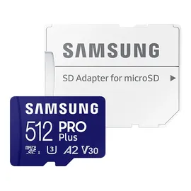 Samsung PRO Plus R180/W130 microSDXC 512GB Kit, UHS-I U3, A2, Class 10 (MB-MD512SA/EU)