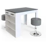 Vicco Esstisch-Set Repose, 67 x 100 cm mit 2 Hockern
