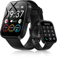 Canareen Smartwatch Herren Damen, 1.91'' Zoll HD Smartwatch mit Telefonfunktion Fitnessuhr mit 118+ Sportmodi, Schlafmonitor Schrittzähler Uhr Multi Trainingsmodi für Android iOS, Black