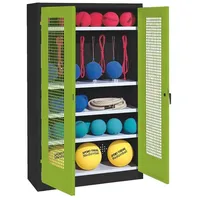 C+P Sportgeräteschrank mit Lochblech-Flügeltüren (Typ 2), HxBxT 195x120x50 cm,