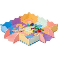 Relaxdays Puzzlematte mit Zahlen, 34-TLG. Spielmatte mit Rand, schadstofffrei, abwaschbar, Schaumstoff, Babymatte, bunt