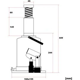 Wiltec Hydraulischer 20t Flaschen-Wagenheber, Stempelwagenheber mit Slow down Funktion, 244-449 mm