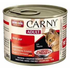 Animonda Carny Adult 200g Dose Katzennassfutter Sparpaket 12 x 200 Gramm Rind pur