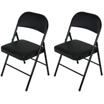 Hti-Living Klappstuhl Wedigo Kunstleder Schwarz-Schwarz 2er-Set