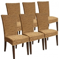 Esszimmer Stühle Set 6 Stück Rattanstühle Wintergarten Korbstühle Cardine cabana : ohne Sitzkissen