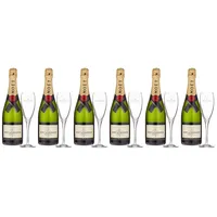 Moët & Chandon Champagne IMPÉRIAL Brut 12% Vol. 6x0,75l in Geschenkbox mit 6 Gläsern