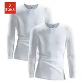 CLIPPER Unterhemd (2-St) schlichtes Basic, Unterziehshirt - in Doppelripp, Langarmshirt weiß 8