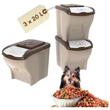 GarPet 3x Hundefutter Aufbewahrung Futtertonne Katze Futtertonne Hund Tierfutterbehälter Trockenfutter Aufbewahrung Futterbox Hund Hundefutter Box 3 x 20 L 60 L